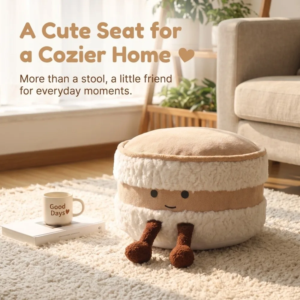 Soft Tatami Cushion Cute Bread Shaped Floor Pouf Cartoon 30cm Foot Stool Bread Shape Plush Lazy Sofa Footrest Home
