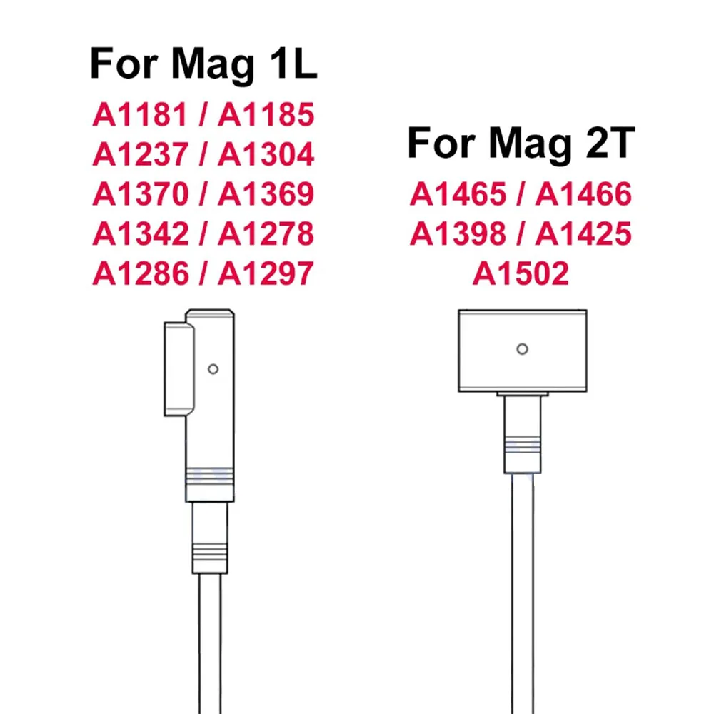 1Pce 45W/60W/85W DC power cord Macbook Air/Pro charger magnetic adapter cord AC/DC Magsafe 1/2 cable repair cable