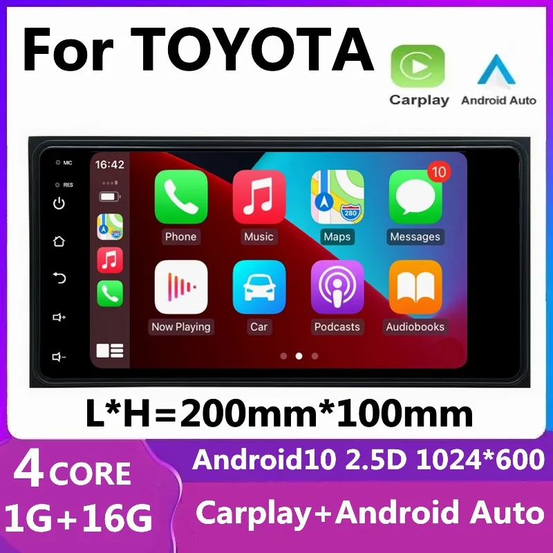 2 din android 10 Universal Car Multimedia Radio Player CarPlay 2Din Stereo For Toyota VIOS CROWN CAMRY HIACE PREVIA COROLLA RAV4