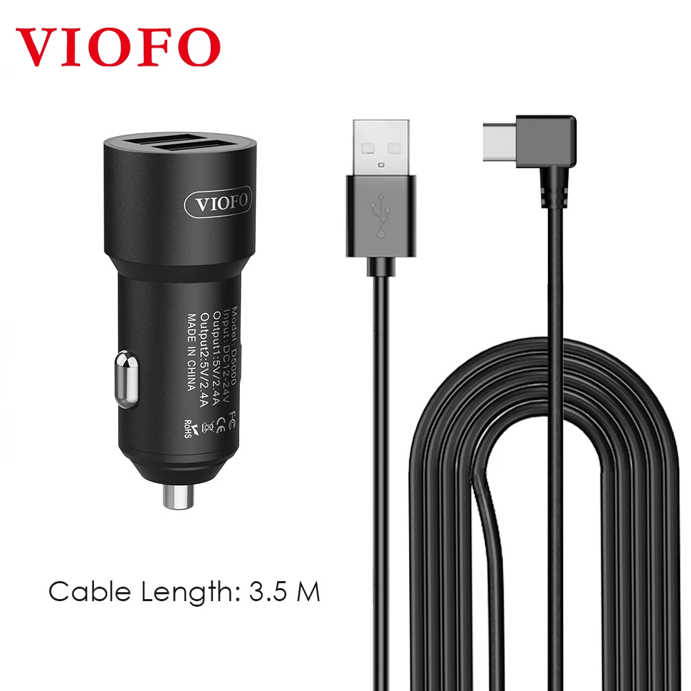 

VIOFO Cigarette Lighter TYPE-C Dual USB Car Charger With 3.5M Power Cable for A229/ T130