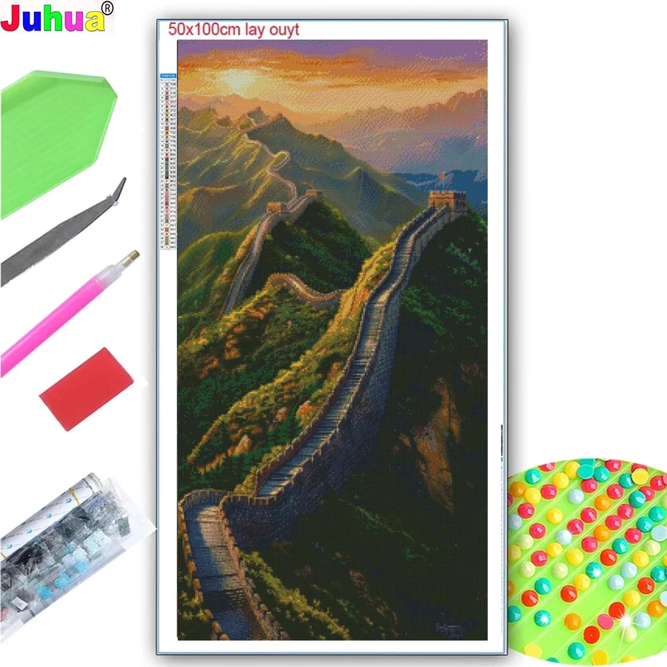 The Great Wall is a famous scenic spot in China Diy Diamond Painting New 2024 Full Round Diamond Mosaic Embroidery Home Decor