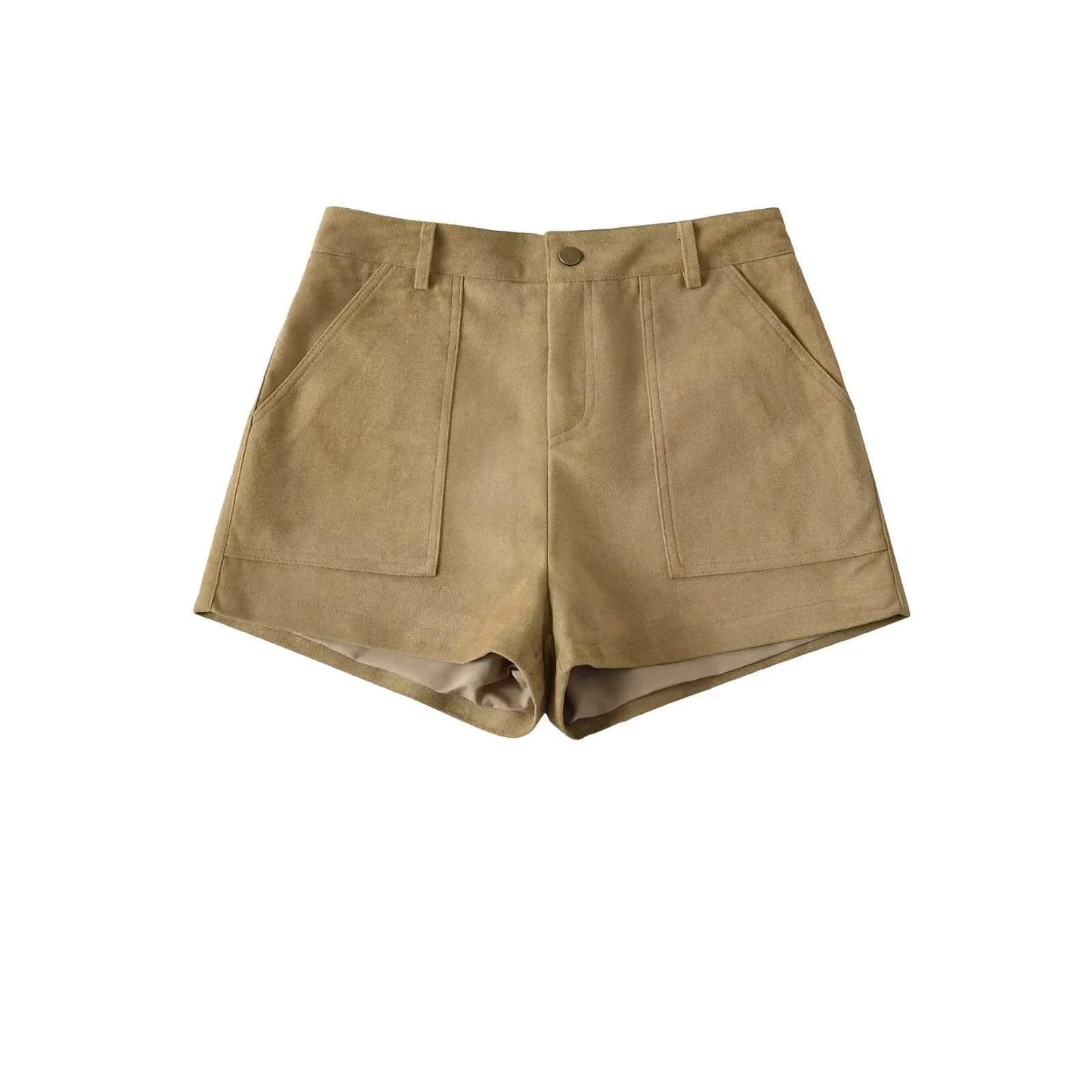 الرجعية الأمريكية الكاكي الغزلان الجلد عالية الخصر واسعة الساق سراويل تقليدية النساء الخريف كيت كبير الراقية الإحساس العمل ort orts