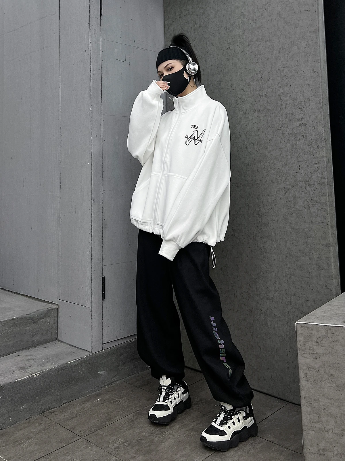 

M-Home Модный уличный стиль: Новинка ранней весны – женский свободный кардиган с воротником-стойкой, толстовка и брюки, комплект из двух предметов