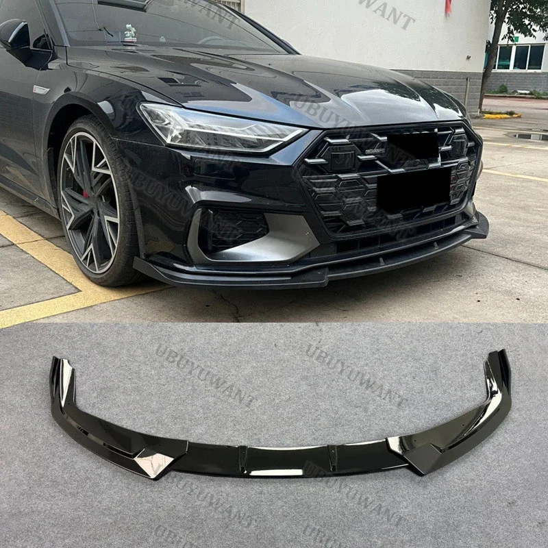 For Audi A7 S7 C8 Sline 2019-2026 3pcs/Set Car Front Bumper Splitter Lip Spoiler Diffuser Protection Cover Trim Body Kits