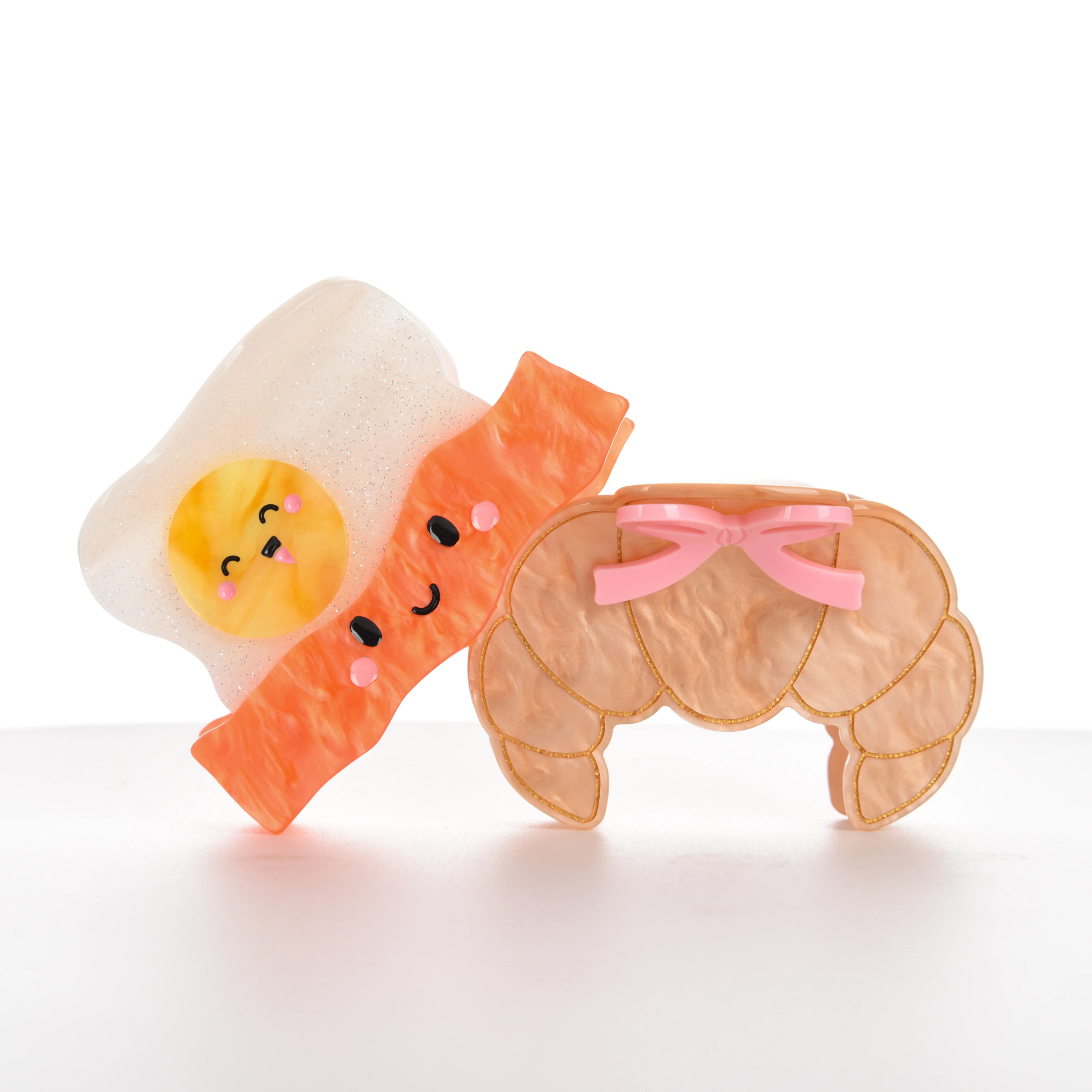 Nueva pinza para el pelo Medialuna Croissant y Sushi, bonito diseño de comida de dibujos animados, pinzas para el pelo de acetato, accesorios para el cabello para mujeres y niñas