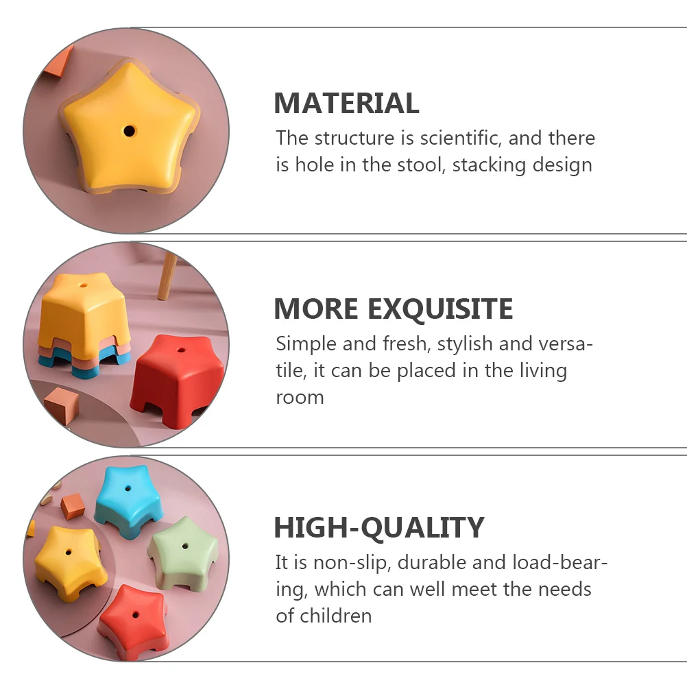 

1Pcs Non-Slip Stool for Children Bright Color Portable Footstool Household Furniture Sturdy Load-Bearing Kids Sea-Star Shape
