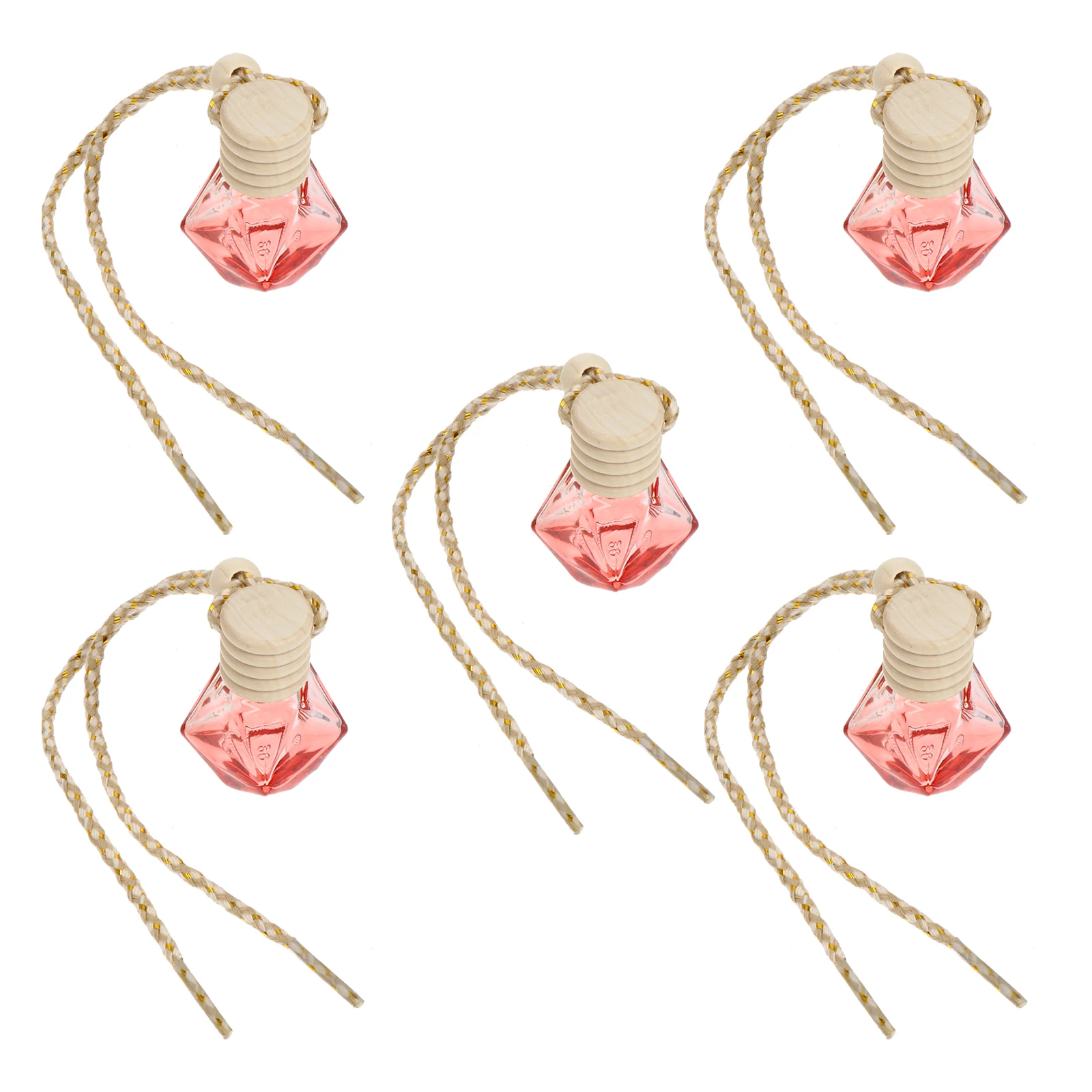 

5pcs Car Air Freshener Perfume Bottle Pendant Essential Oil Diffuser 8ml Red Random Rope Aroma Travel Hanging Decor Car Interior