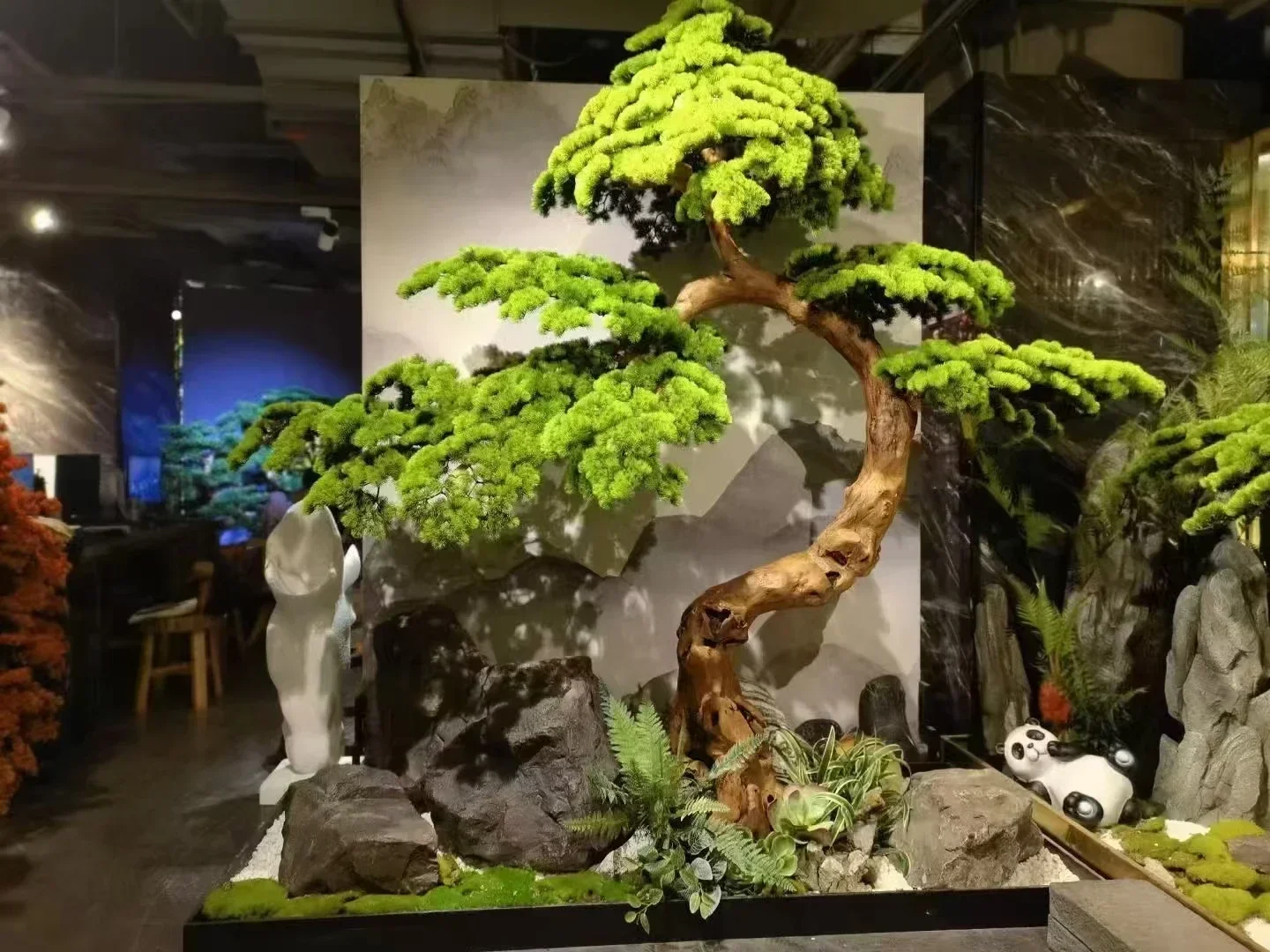 

YH YD Simulation Pine Shape Fake Trees Solid Wood Root Carving Hotel Window Store and Other Landscape Landscaping Decoration