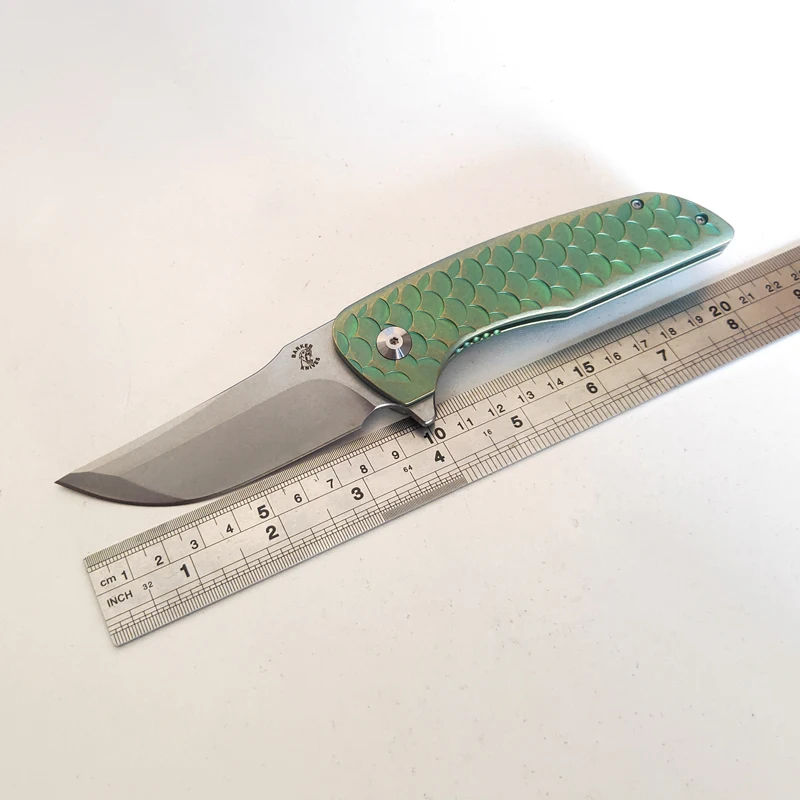 

Fashion Folding Knife Hokkaido Personalized Green Titanium Handle M390 Blade Outdoor Equipment Tactical Survival Tool Pocket EDC