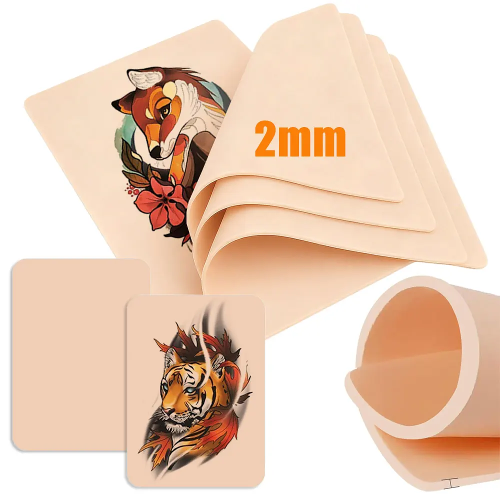 

10/8/5/3/2/1 шт., кожа для практики татуировки, 2 мм, двухсторонняя силиконовая искусственная кожа, синтетическая кожа для перманентного макияжа, аксессуары для татуировки