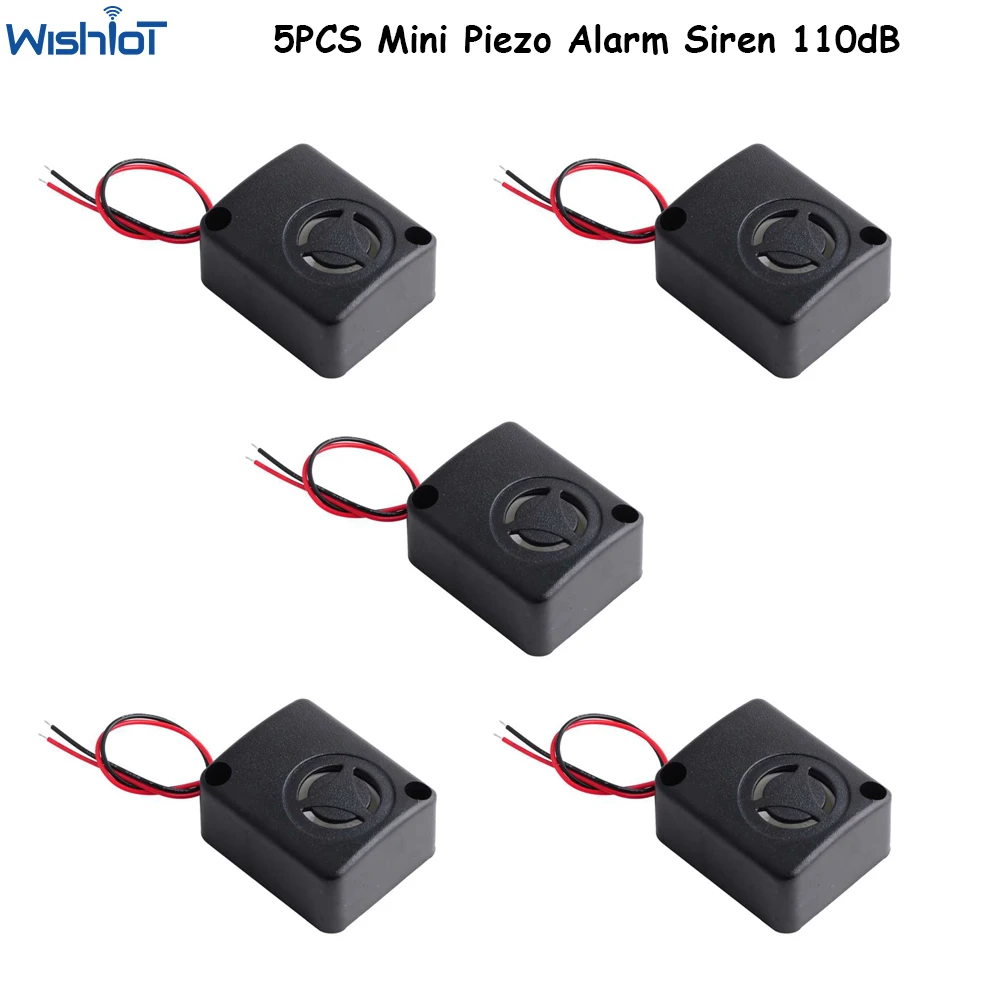 

5x 12V DC Black Mini Piezo Alarm Siren 110dB Insurance Safe Anti-Theft Alarm High-Decibel Buzzer Loud High Pitch for Car Vehicle