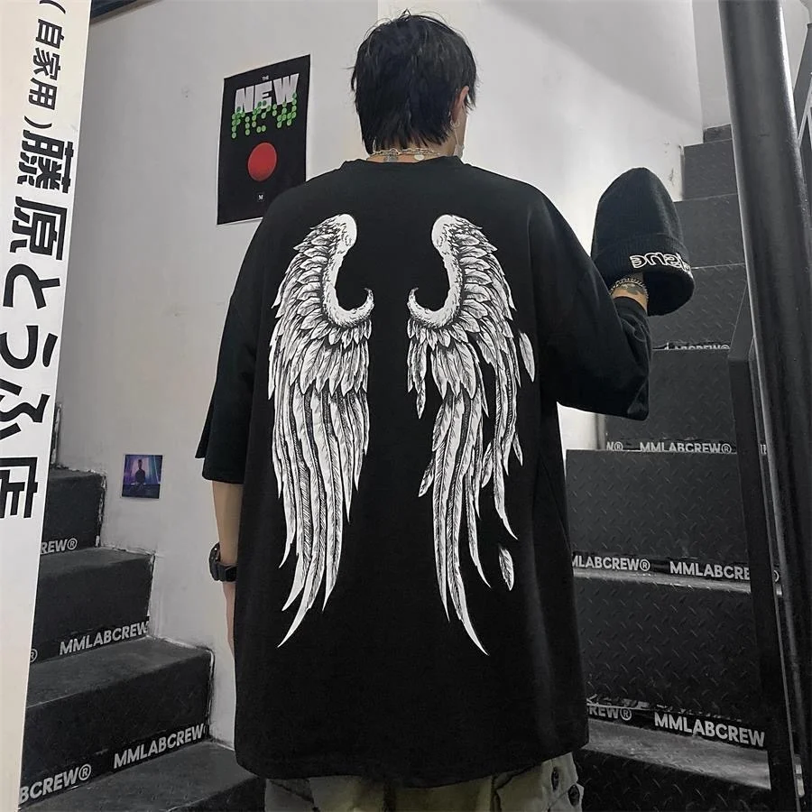 Men's Short Sleeve T-shirt Summer Pure Cotton Oversized Y2k Streetwear Hotel Moon Furious Soft Graphic Clothing Berserk Tops