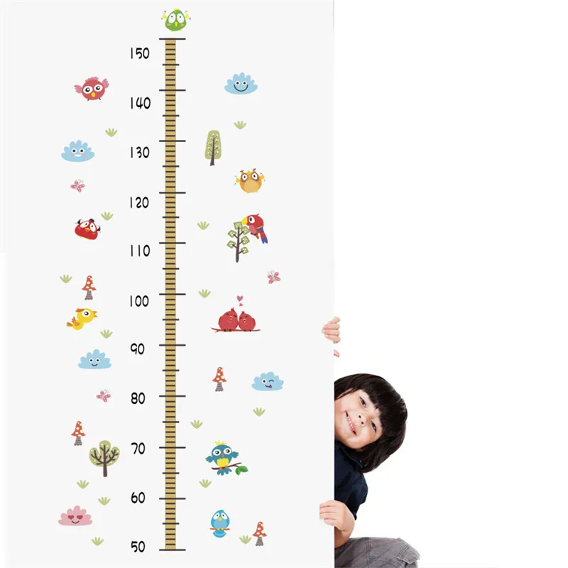Grow Up With Cute Animal Height Measure Wall Stickers For Kids Room Decoration Owlet Safari Mural Art Diy Pvc Home Decal