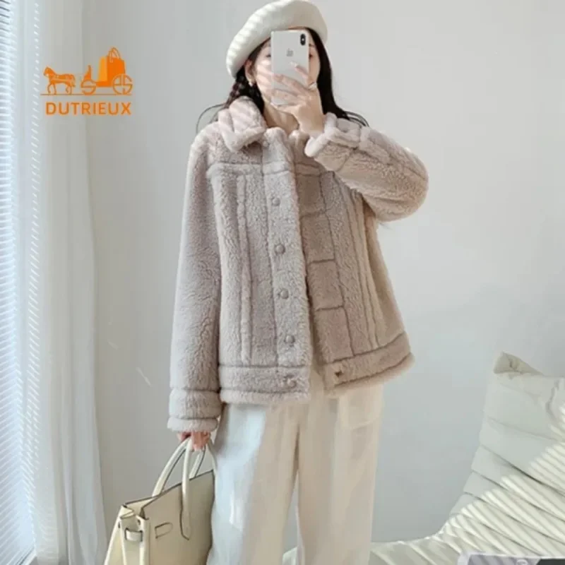 Abrigo de felpa de alta calidad para mujer, 2024 Alpaca, 62% Lana, 24% seda, chaqueta recortada gruesa de lujo para invierno, novedad de 12%