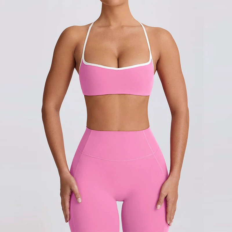 

Women's Yoga Set High-waist Butt-lifting Pants Slimming Tank Top U-back Running Sports Bra Fitness Gym Wear Sports Pants Set