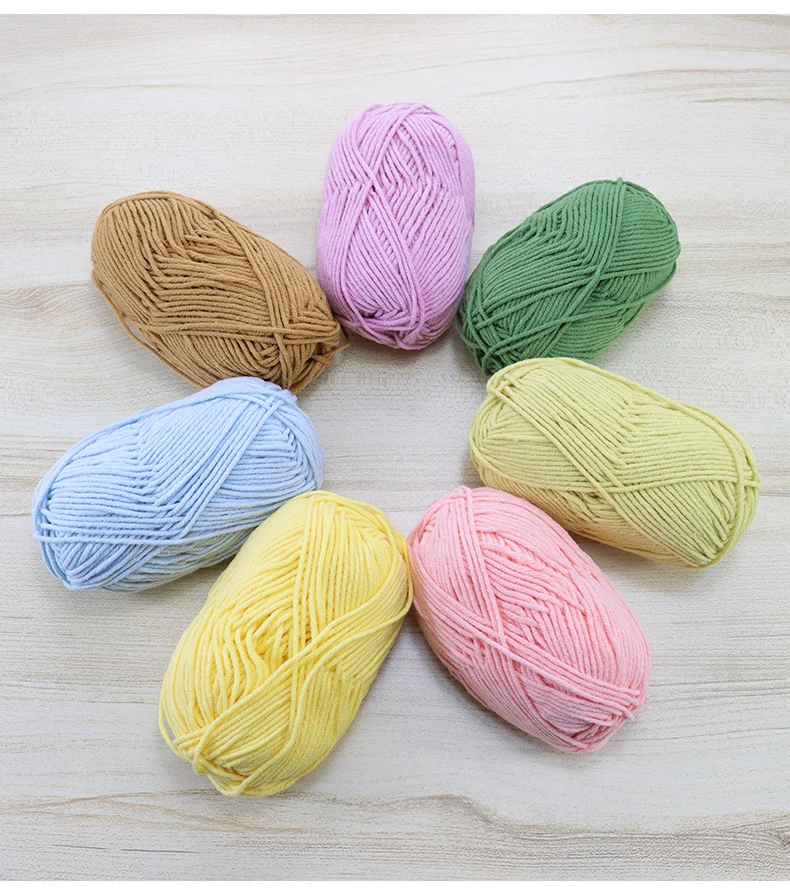 Ovillo de hilo multicolor para tejer muñecas de peluche y ganchos, 3 piezas, 50g/bola, 4 capas