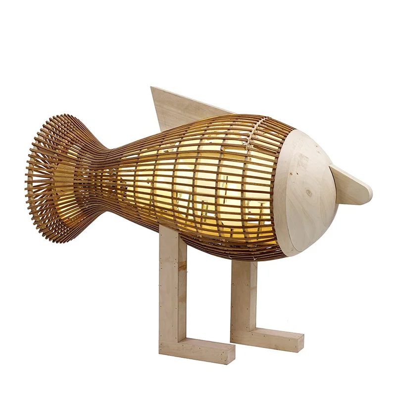 

Japanese-style floor lamp restaurant hotel lobby club B & B fish-shaped decoration South East Asia retro creative