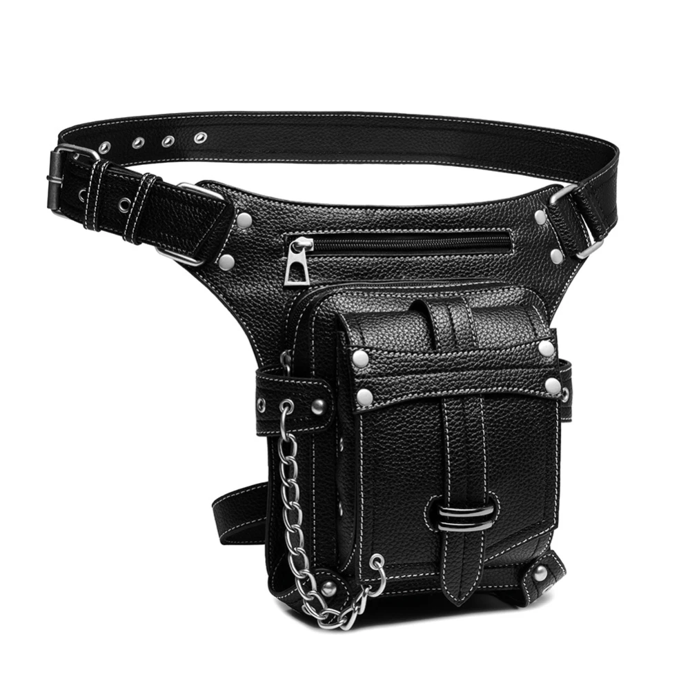Men\'s Waist Bag / Multi-functional Outdoor Riding Motorcycle Leggings Bag / PU Locomotive Leggings Bag