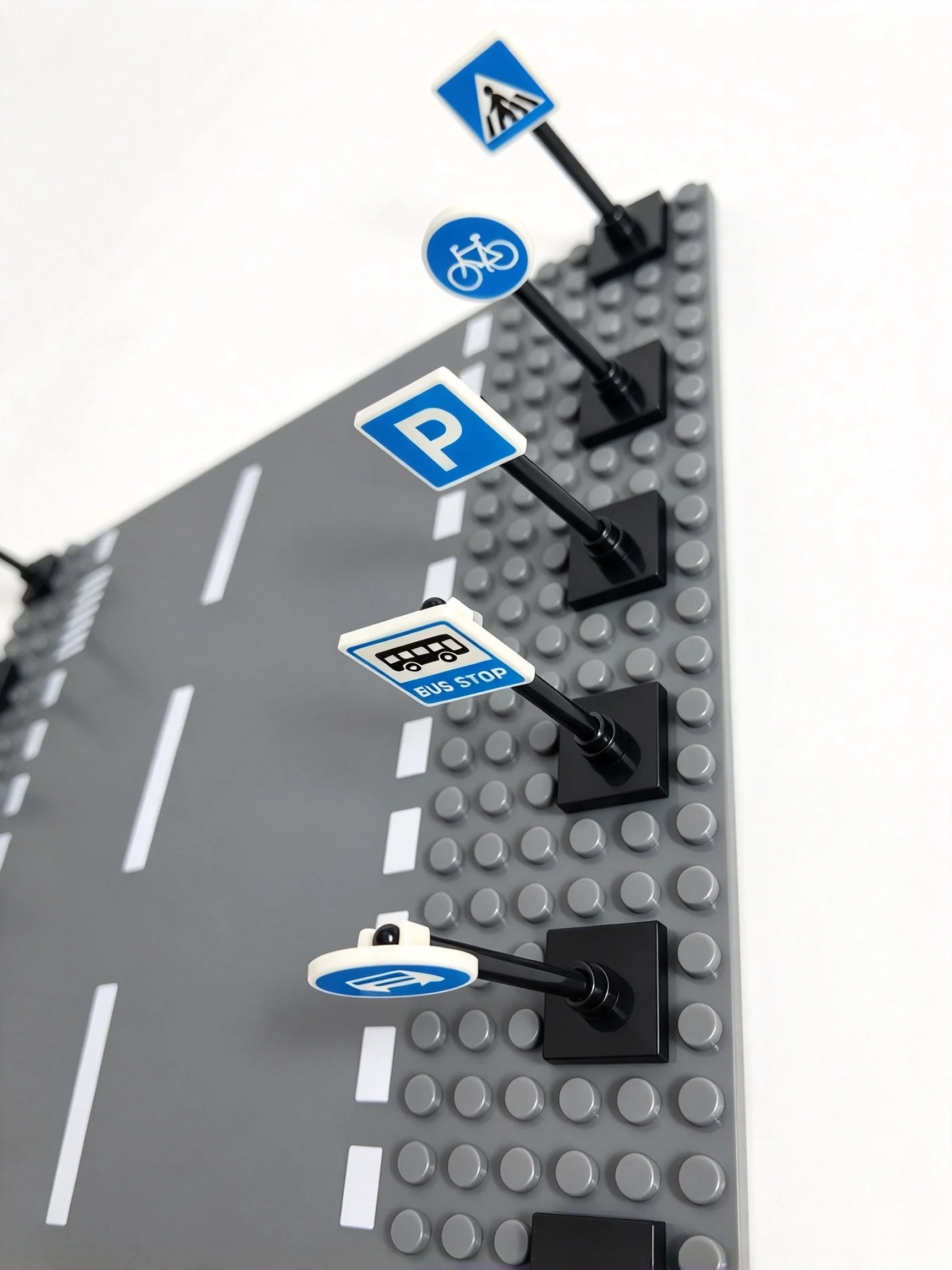 MOC Educational Building Blocks City Traffic Road Signs Parking Lot Traffic Lights Speed Limit Warning Signs Model Accessories