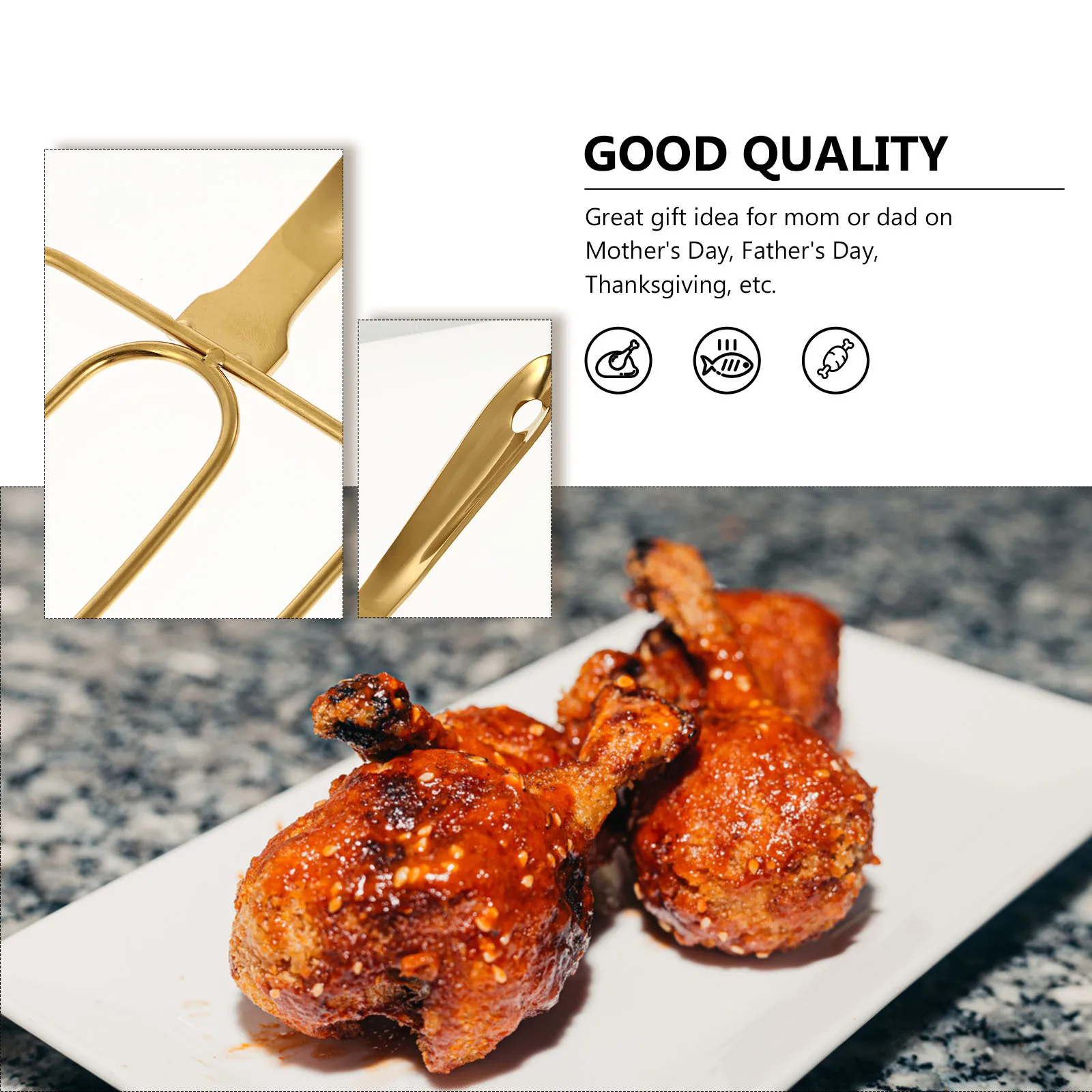 

1pc Stainless Steel Bbq Tool Long Handle Barbecue Fork For Grilling Meat Turkey Corn Hot Dog Lifter Ergonomic Design No Marks