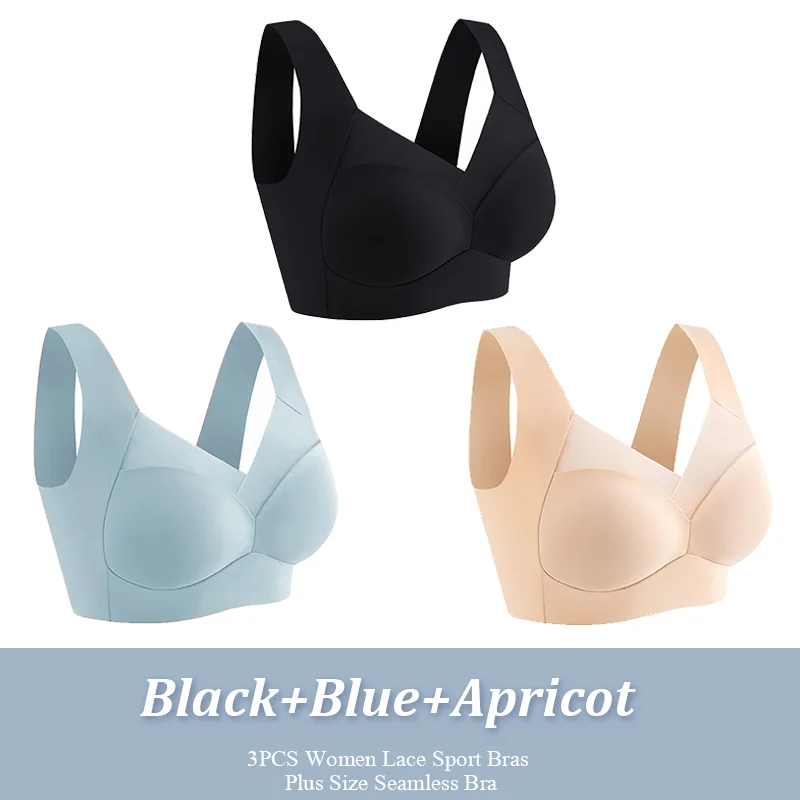 3 Stuks Vrouwen Sport Bh Plus Size Naadloze Kanten Beha Bralette Backless Dame Brasserie Vest Vrouwelijke Verzamelt Schokbestendig draadloze Top