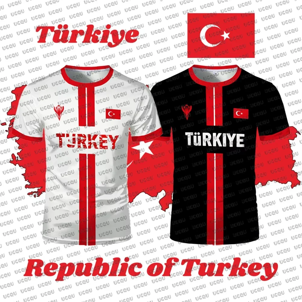 Turkey Football Jersey Breathable Quick-drying Sports Short-sleeved T-shirt Turkish Flag Map 3D Printed Fashion Gift For Men