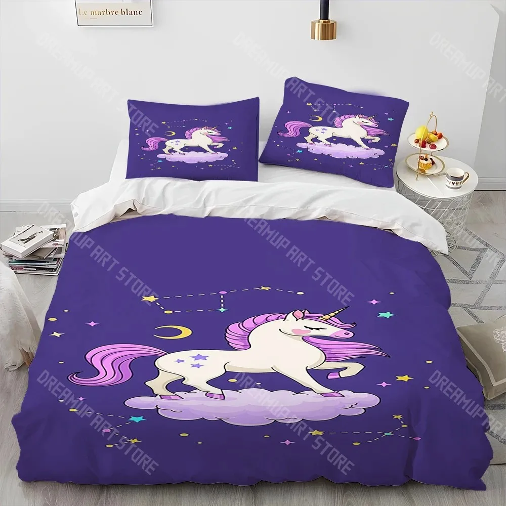 3D Printed Unicorn Cute Cartoon Bedding Set for Boys Girls Duvet Cover  Pillowcase Twin Queen King Full Single Double Sizes