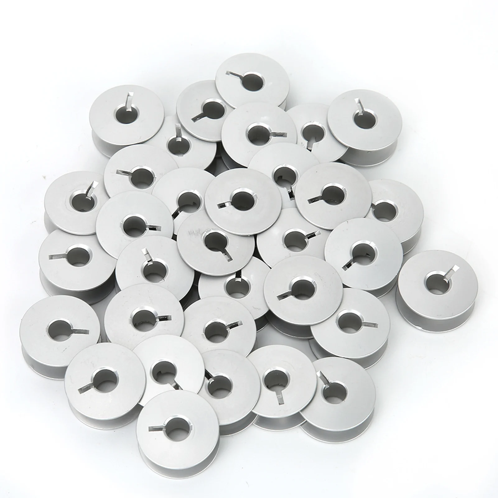 100pcs Sewing 55623A Aluminum Bobbins Slotted For Industrial Sewing Machine Parts Metal Bobbin Universal For Computer Flat Cars