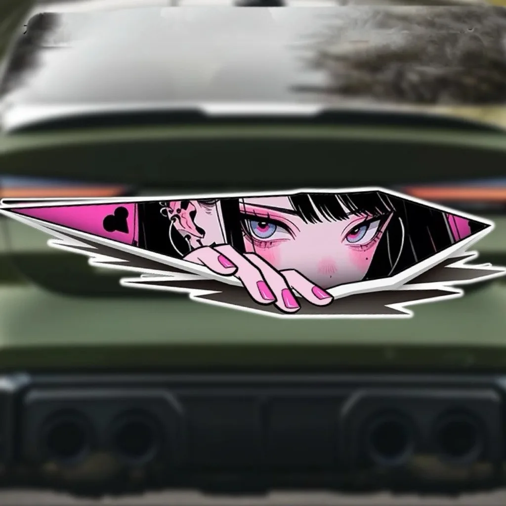 

2PCS scratch stickers, anime eyes, laser electric vehicles, motorcycle protective covers, 2D car stickers, mountain