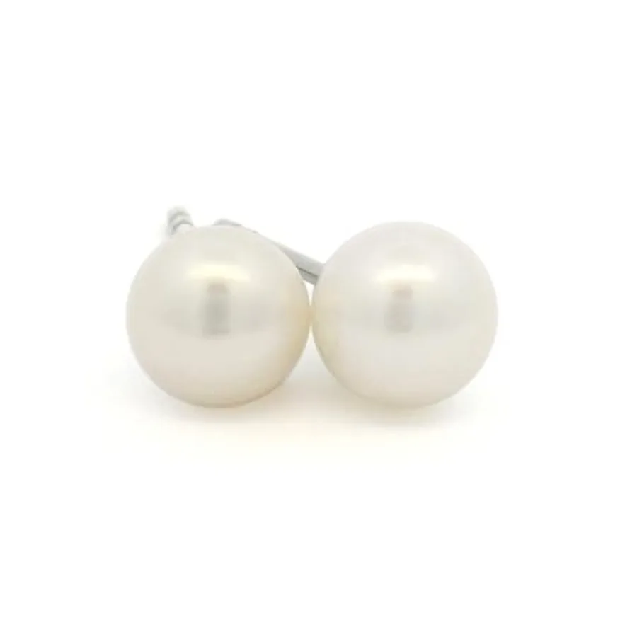 Pendientes de Perlas Cultivadas de Agua Dulce Blancas Hipoalergénicas de Titanio Puro F136 de Calidad Garantizada para Mujer