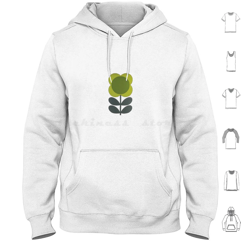 Orla Kiely Green Flower , One Floral , Orla Kiely Design Hoodie Cotton Long Sleeve Orla Kiely Orla Kiely Floral Orla Kiely