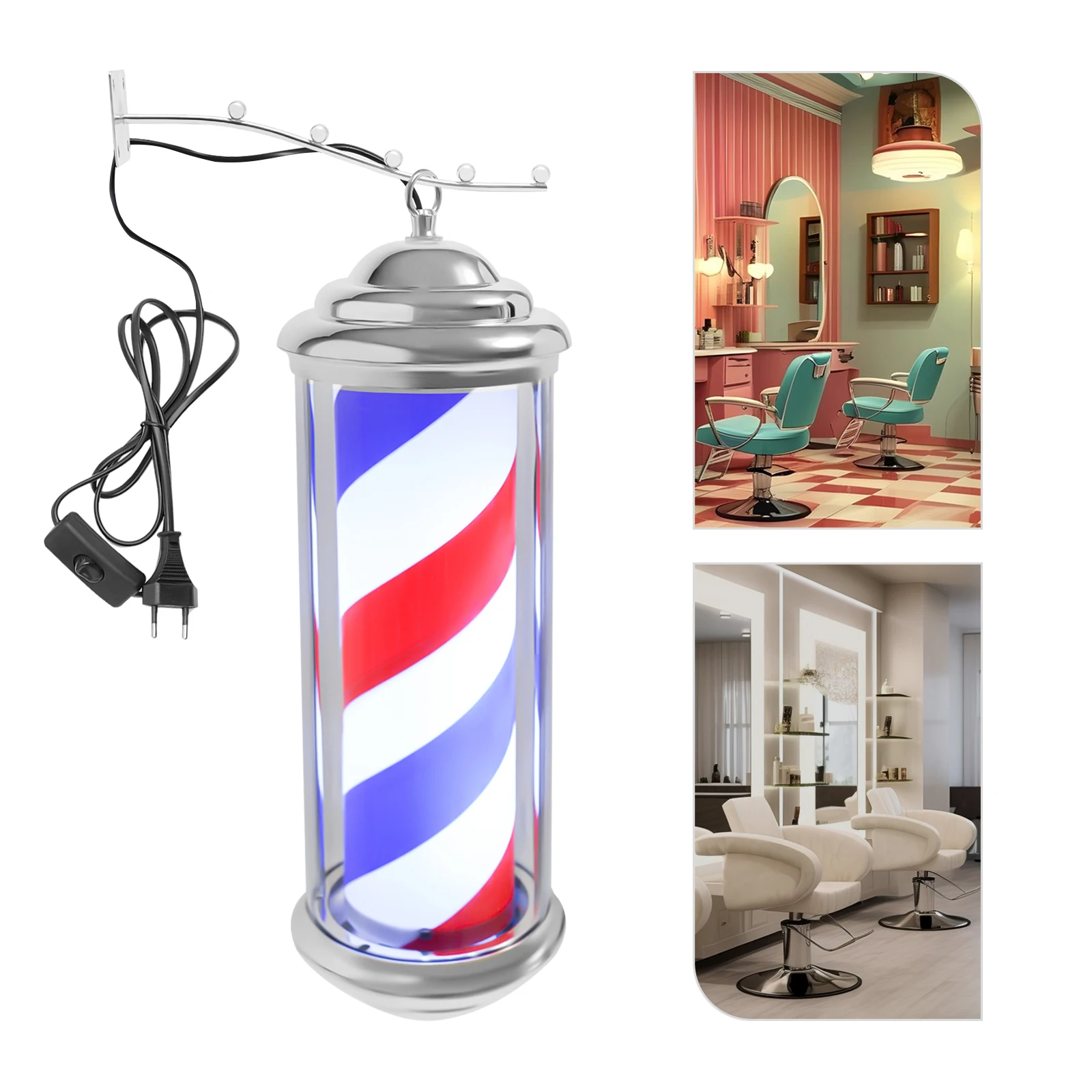 35cm Barber Shop Pole Light Rotating Hairdressing Salon Logo Stripe Retro Style Hairdressing Rainproof Led Outdoor Party Light