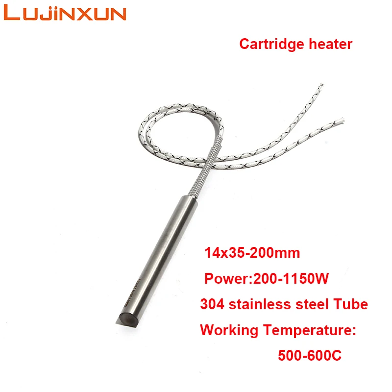 LUJINXUN 14mm Cylindrical Cartridge Heater 35-200mm 220V 316 SUS Single Head Heater for Medical Equipment Parts 2pcs/lot