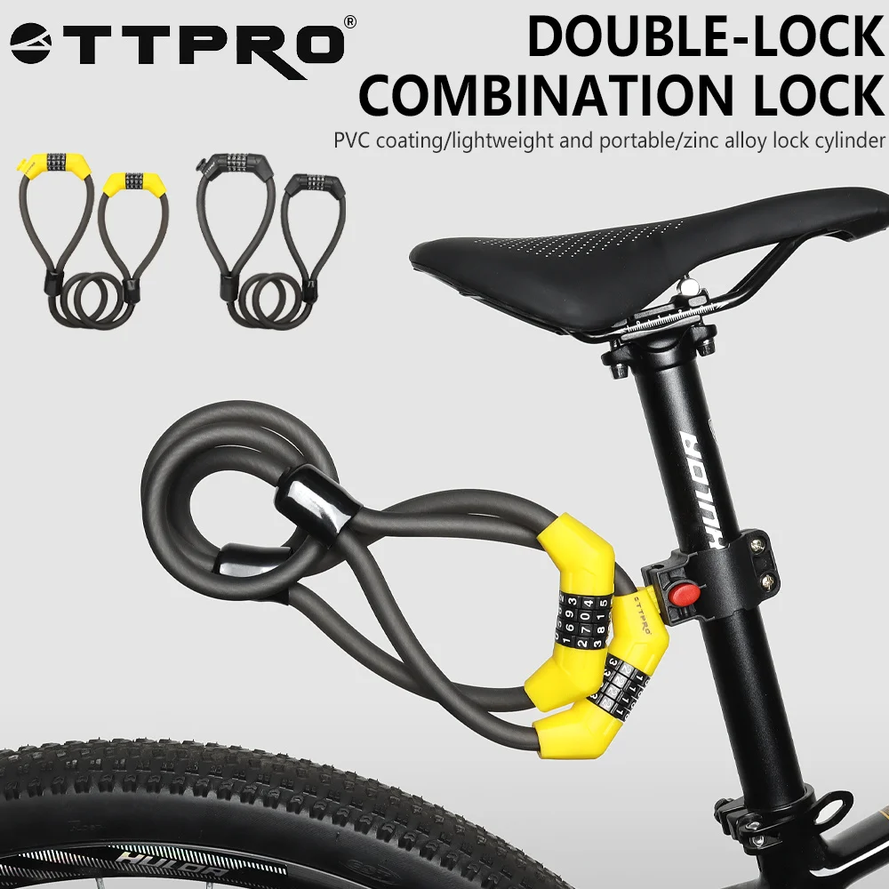 

TTPRO 4 Anti-Theft Digital Code Padlock Stainless Steel Security Cable Lock Portable Combination Bicycle Lock Security Padlock