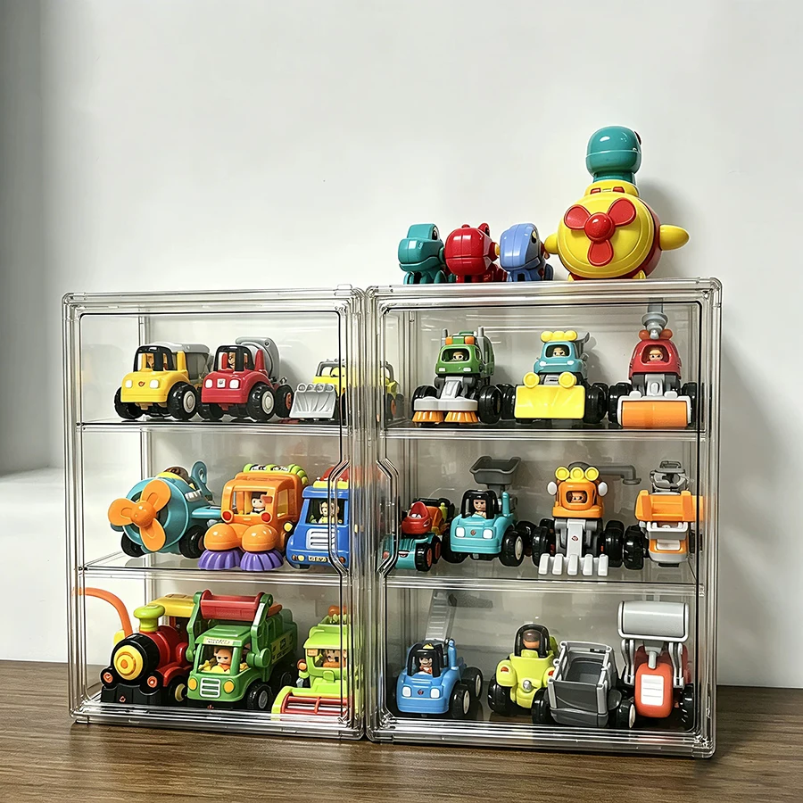 Transparent car model display cabinet figure storage box small car partitioned display desktop matchbox organizer