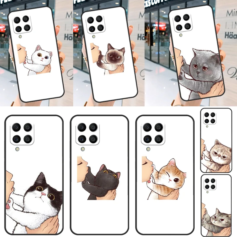 Kiss Cat Cute Kitten Cartoon Case For Samsung Galaxy M12 M13 M14 M54 M22 M32 M52 M23 M33 M53 M20 M11 M21 M51 M31 Coque