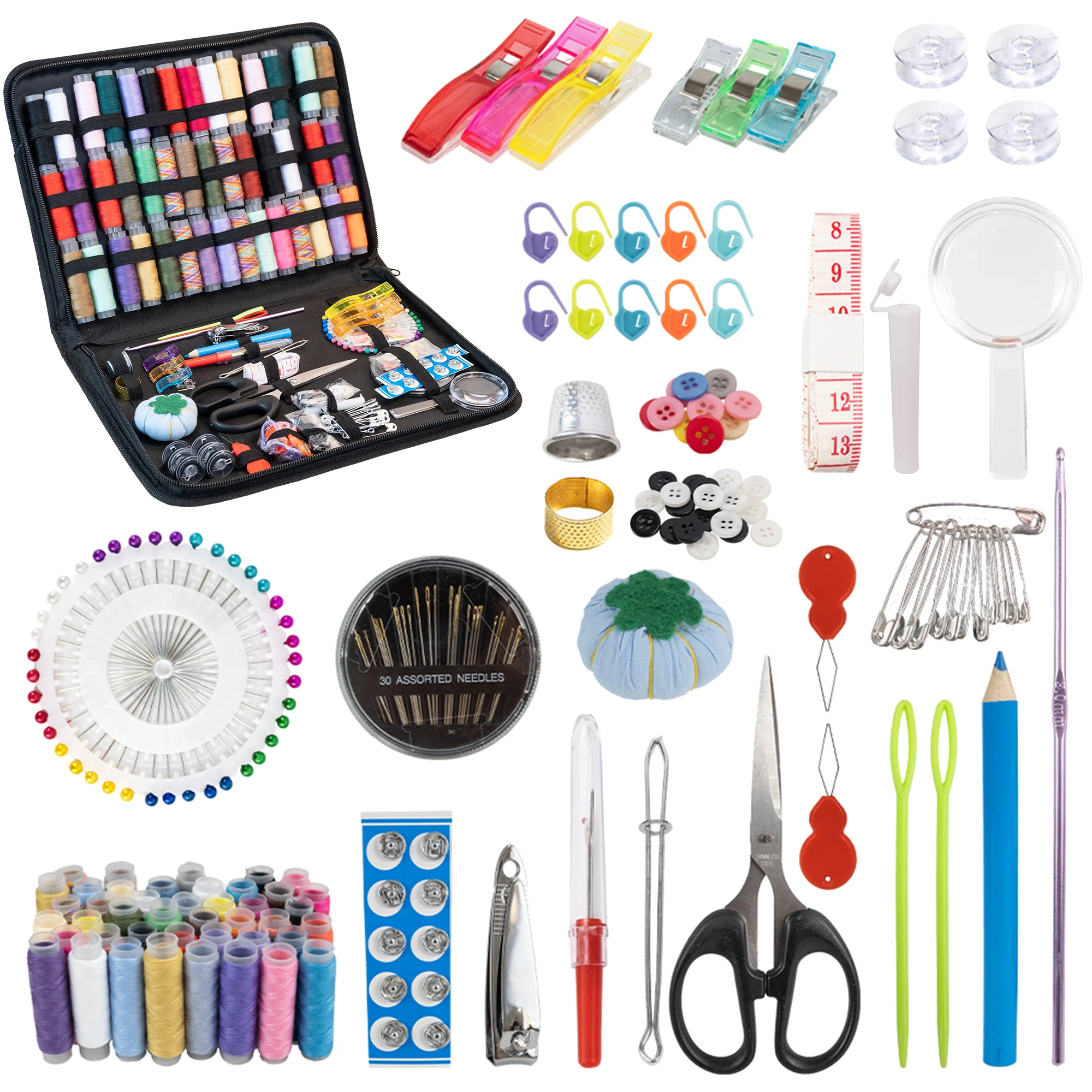 Portable Sewing Kit for Beginners & Professionals Including Needle Thread Scissor Tape Measure Button Sewing Accessories & Tools