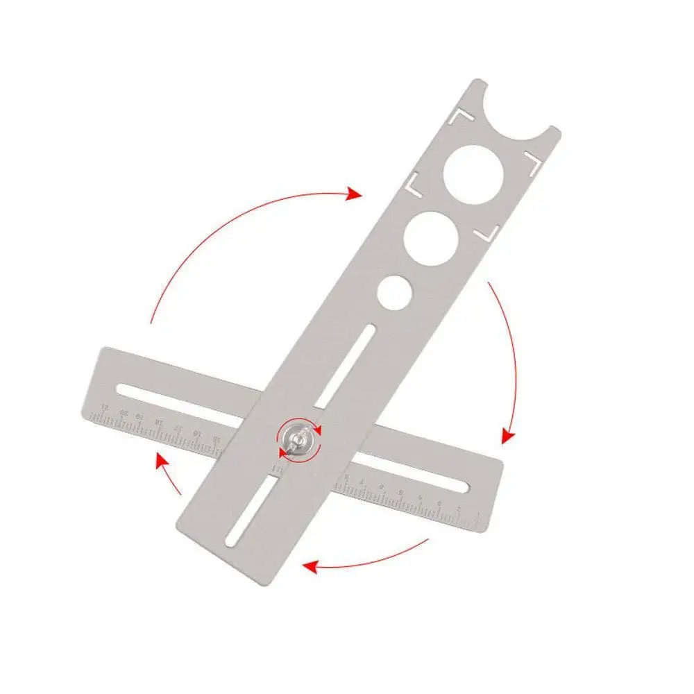 스테인레스 스틸 타일 구멍 오프너 로케이터, 마킹 구멍 펀칭 포지셔닝 눈금자, 세라믹 대리석 유리 바닥 드릴링 구멍 도구