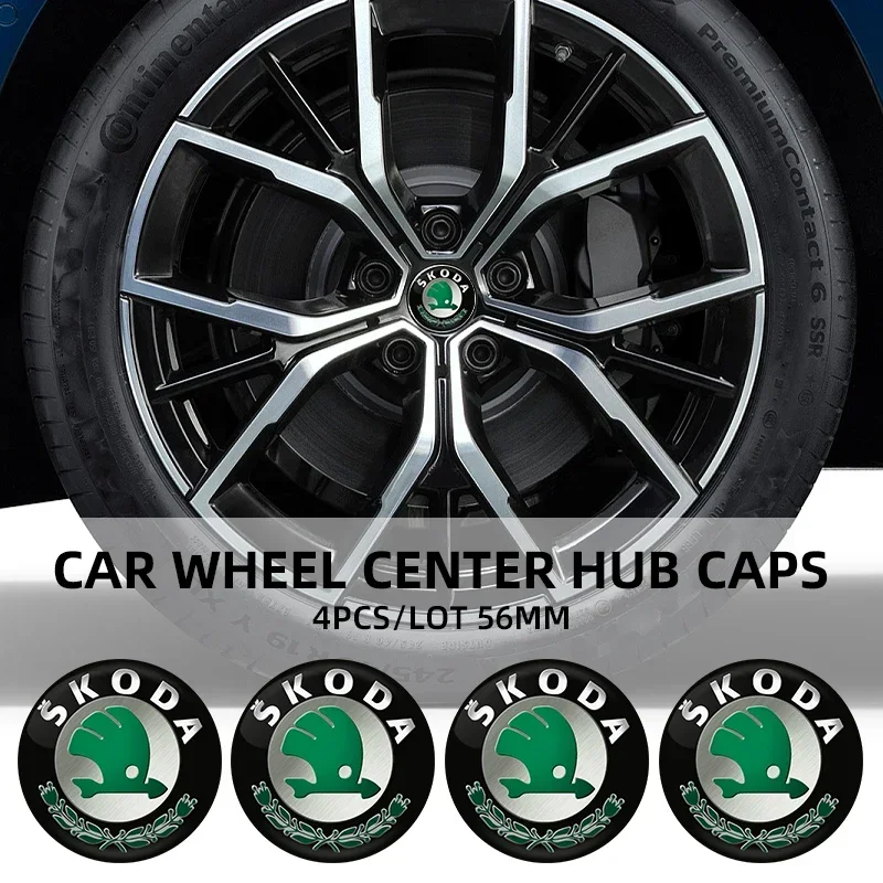 4pcs 56mm Car Wheel Center Hub Cap Badge Emblem Decal Wheel Sticker For Skoda Octavia KAMIQ KODIAQ SUPERB RAPIDFABIA YETI view 2