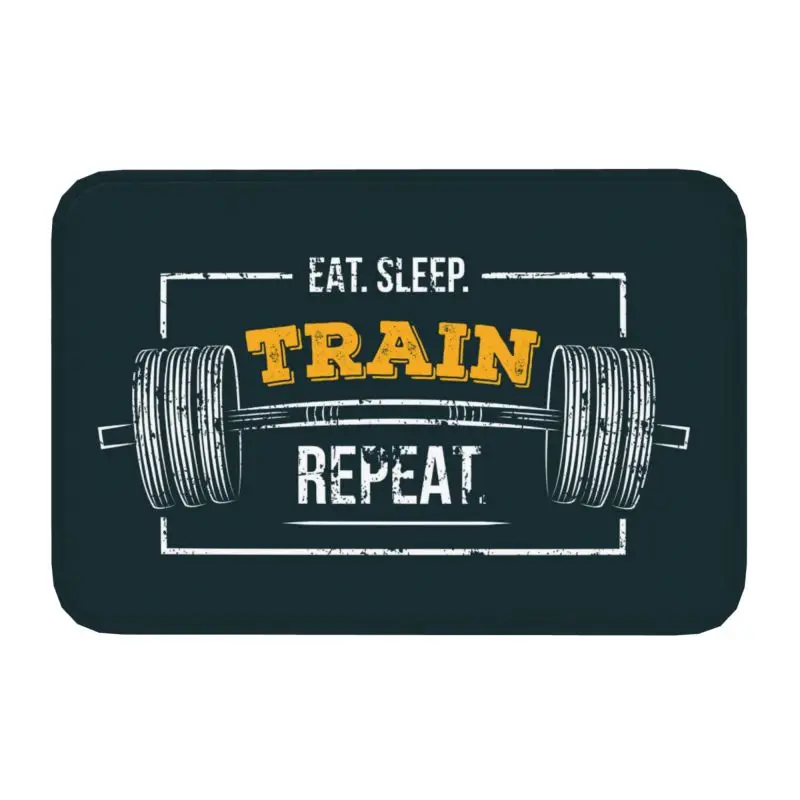 Eat Sleep Train Repeat Gym Motivational Quote Carpet Floor Door Kitchen Bath Mat Bodybuilding Fitness Doormat Entrance Rugs