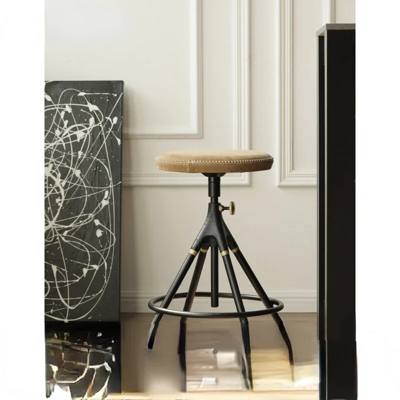 Nordic imported oak bar stool leather PU