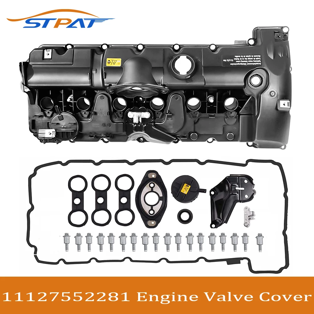 STPAT Engine Valve Cover With Gasket & Bolts 11127552281 Compatible for BMW E70 E82 E90 E91 Z4 X3 X5 128i 328i 528i