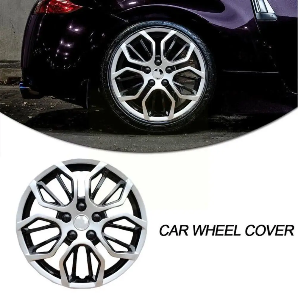 15 Inch Universal Car Wheel Cover Silver Black Wheel Car Cover Wheel Modification Car Parts W3Y1