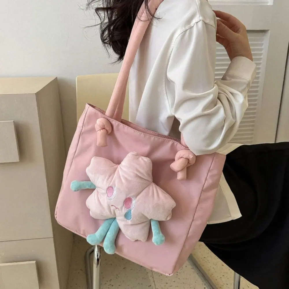 

Casual Nylon Flower Tote Bag Minimalist Large Capacity Handbag Portable Lightweight Sweet Flower Bag Girls Birthday Gifts