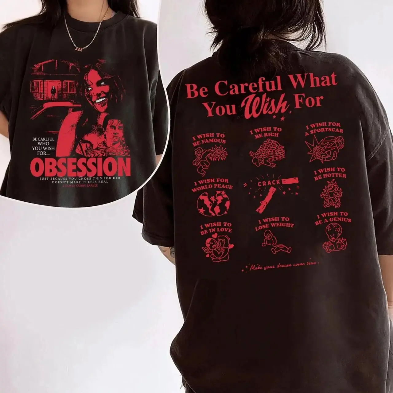 Horror-Halloween-Film-T-Shirt Obsession Grafik-T-Shirt One Wish Willow Shirt 2026 Sommer Neu Y2k T-Shirt High Street Tops Unisex