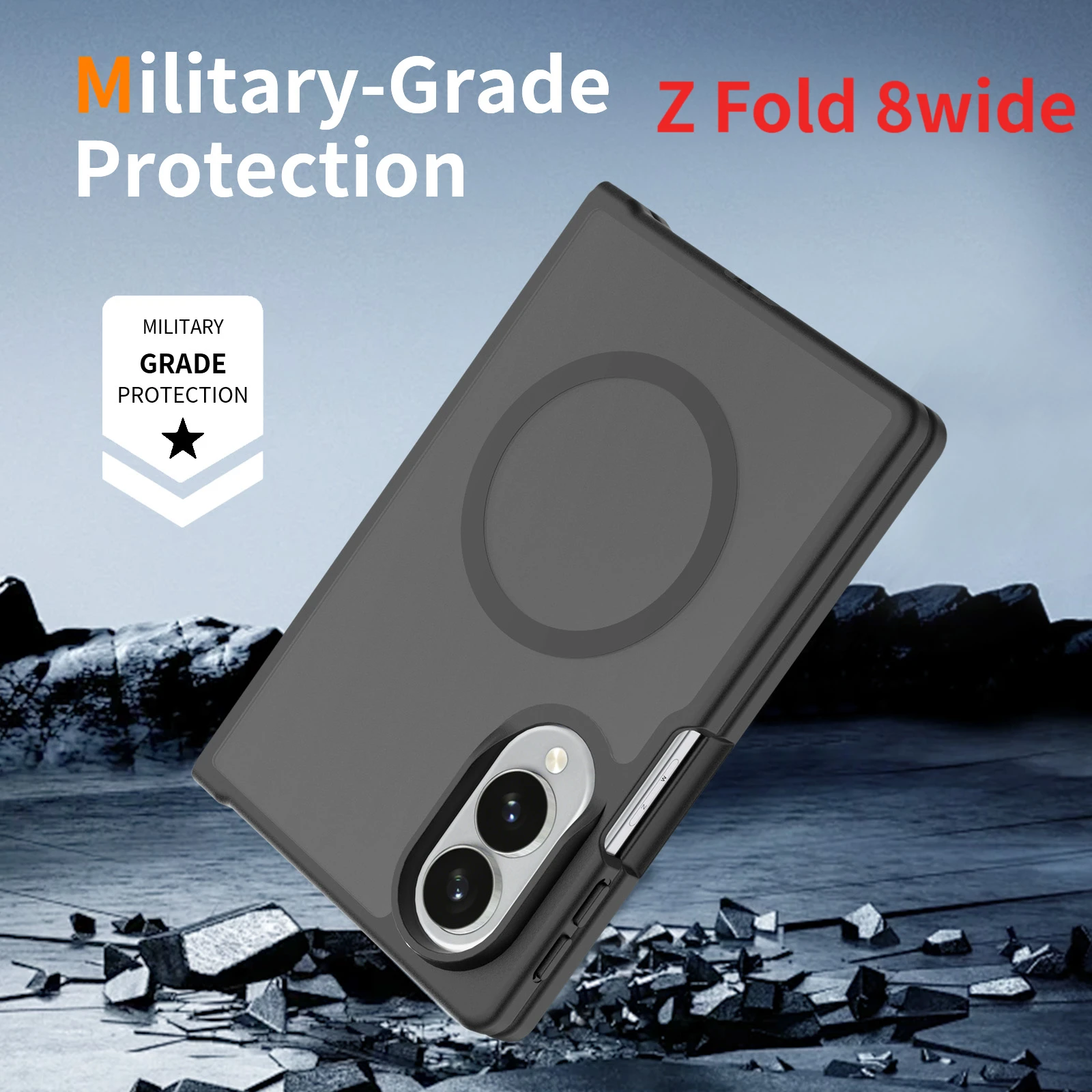 Skin Feel Frosted Shockproof Phone Case For Samsung Galaxy Z Fold 8wide Soft TPU Frame Hard Plastic Translucent Back Cover Funda
