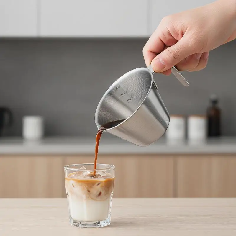 304 Stainless Steel Coffee Extraction Cup with Measurement Ideal for Espresso
