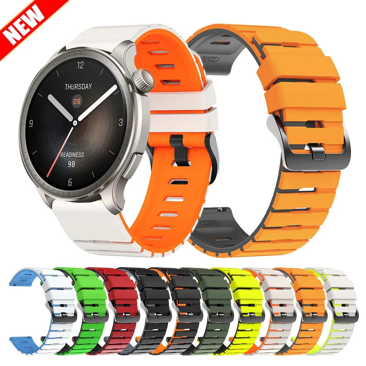 22 مللي متر حزام سيليكون ل Amazfit GTR 4 3 2 2e/GTR 3pro/Bip 6 46 مللي متر حزام (استيك) ساعة ل Amazfit BALANCE 2/ستراتوس 3 2 استبدال الأساور
