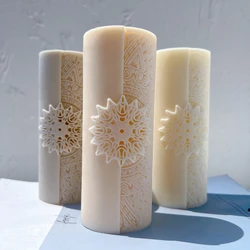 Floral mandala Candle Molds Pillar Silicone Mould Mehndi Wedding Decor Soy Wax Mold