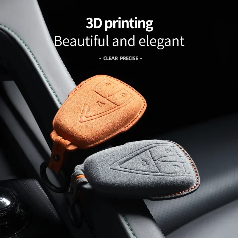 

Alcantara Car Key Case Cover Shell 3Button For Changan CS35 PLUS CS75 PLUS CS55 PLUS Eado UNI-T Oushang X5 X7